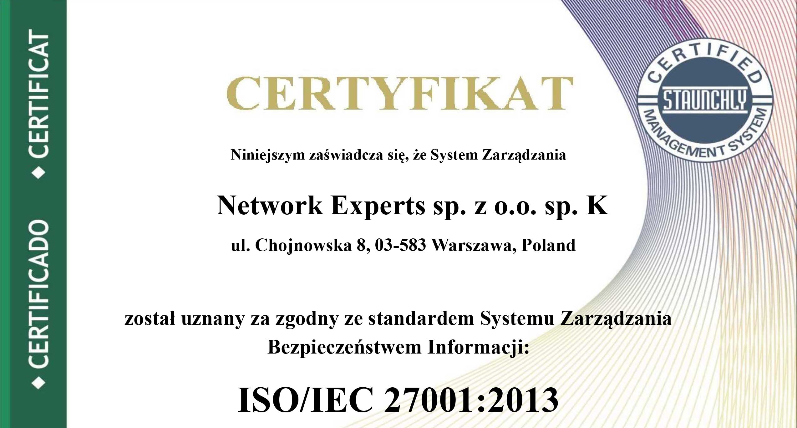 Uzyskaliśmy certyfikację ISO 27001